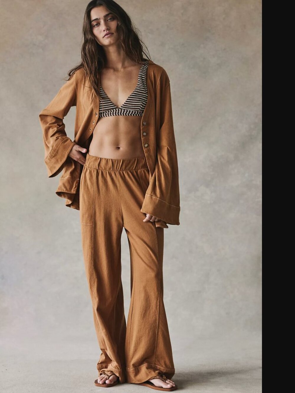 Free People Free-Est Women Mustard Strada Pant Set:pant + cardigan Size XS NWOT